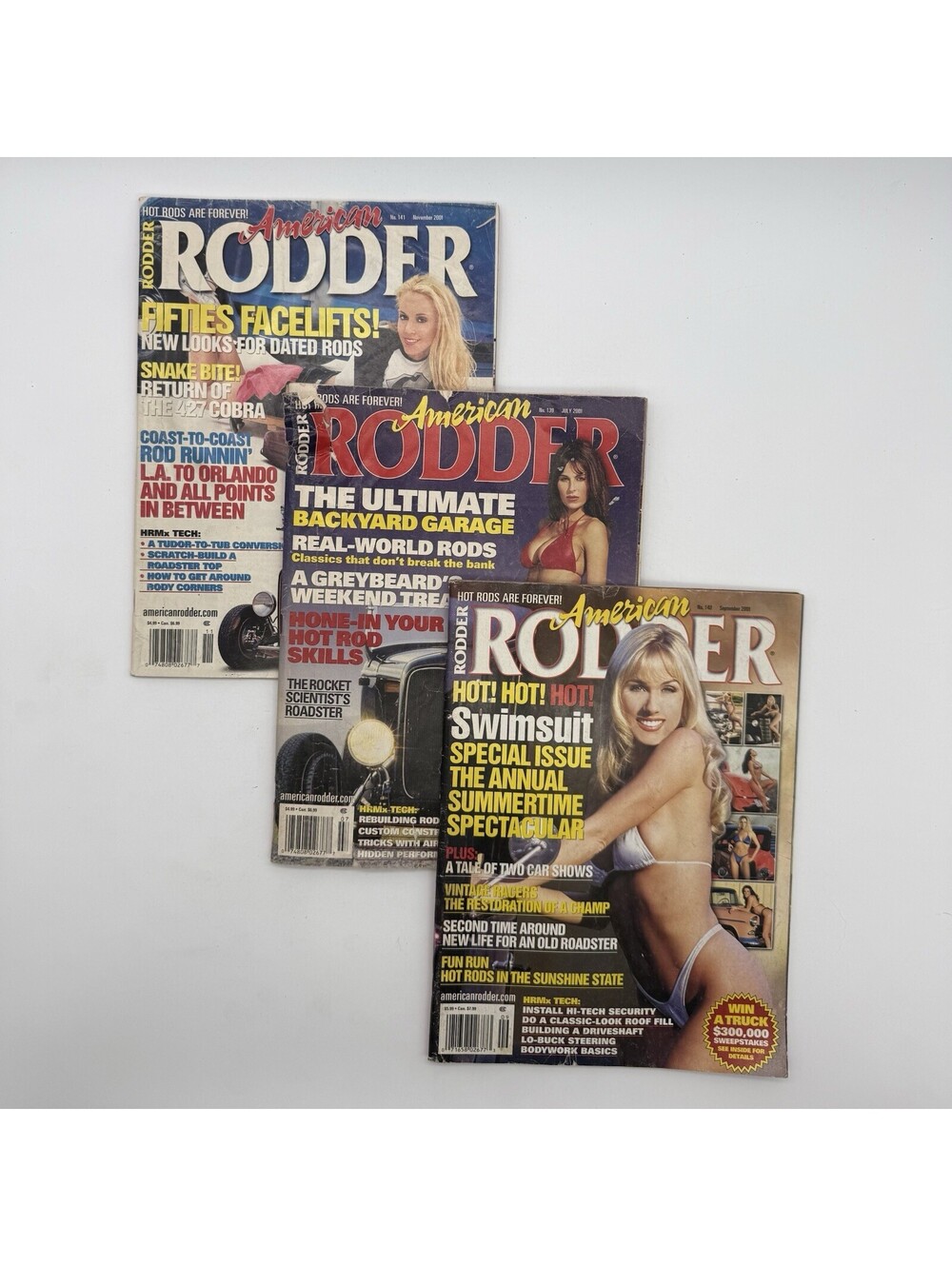 Vintage Set of 3 2001 American Rodder Car Magazines Jul Sep Nov